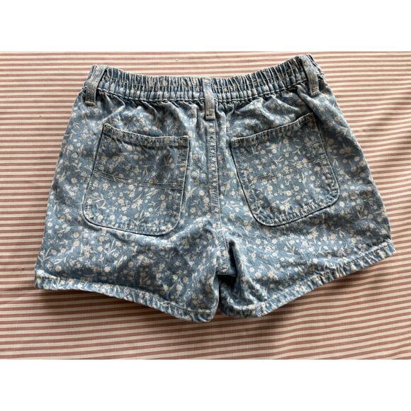 Old Navy Girl's Floral Denim Shorts Blue Size XL Summer Elastic Waist Button Zip - Picture 2 of 7